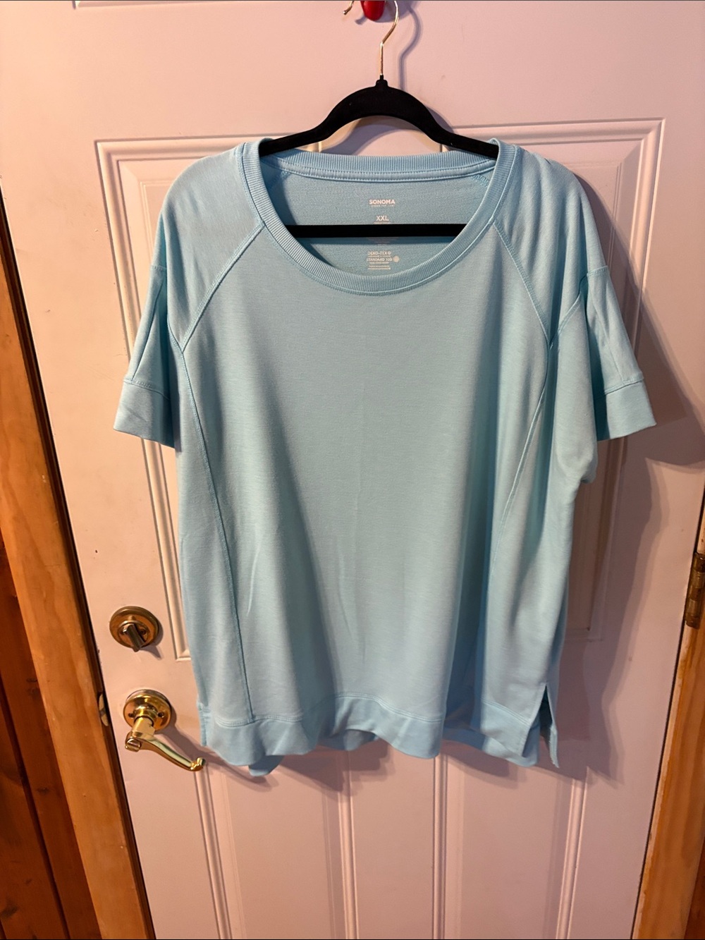 Sonoma Light Aqua Short Sleeve Crewneck Sweatshirt Size XXL